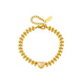 pulseira Feminina Dourada com Coração Branco - Linbella